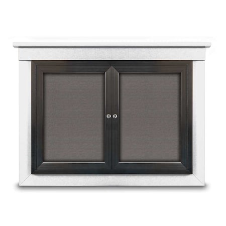 United Visual Products 60"x36" 2-Door Enclosed Letterboard, Grey Vinyl/Walnut UV2625O-WALNUT-GREYVL